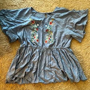 SHEIN embroidery peplum blouse size 2XL